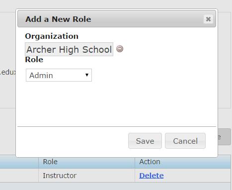 Type in the Organization where the selected user will function