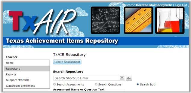 Creating Assessments To get started, click Repository in the left navigation panel.