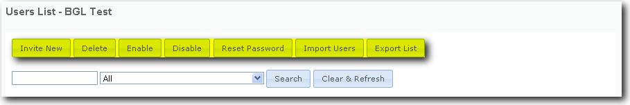6.4 User List This screen allows you to add new users and manage existing user accounts. Invite New If the user is not listed, you can send the user an invitation.