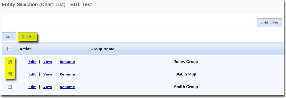 Multiple group entities can be deleted at the same by