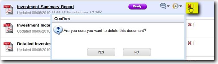 Viewing or Deleting Documents To a view/delete a document the user simply needs to click on the