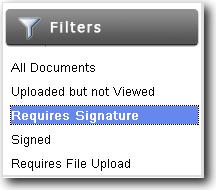 10.3 Signing Documents on Portal Documents requiring a signature will appear with a Sign icon next to them. Alternatively they can easily be found using the Requires Signature search filter.