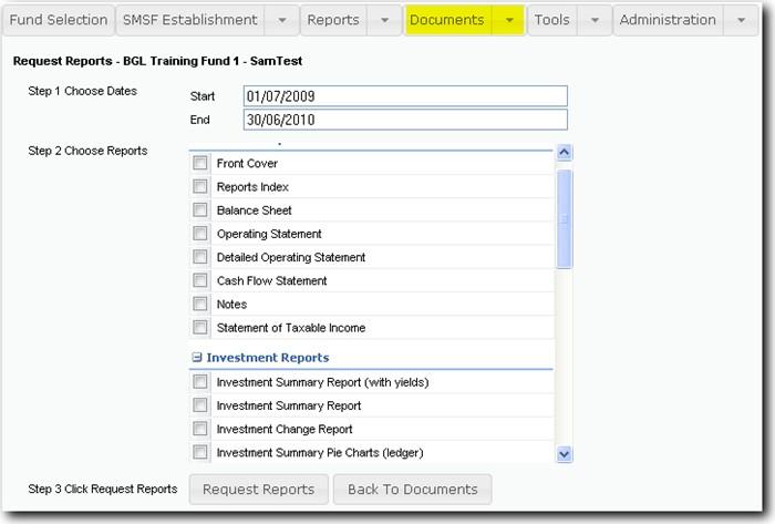10.3 Request Reports This feature allows users to request real time reports from Simple Fund 24/7.