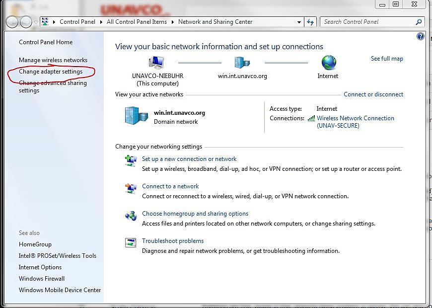 1. To configure a Windows machine to connect to the receiver, search View Network Connections from the