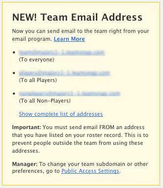 How to Email with your Regular Email Program You can also email with your regular email program as TeamSnap automatically sets up a team email address that you can send to.