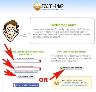 How to Login to TeamSnap from Email Invite Hi Cindy, Come and Join U14 Boys Coach On TeamSnap! 1. Find the email invitation sent to you from TeamSnap. 2.