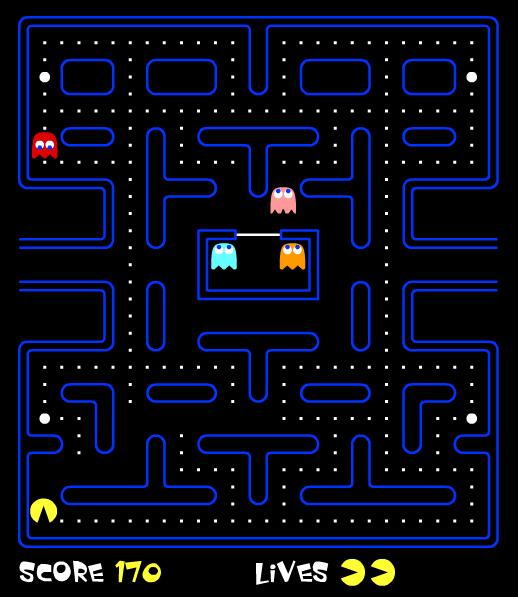 2 Object Oriented Design (12 pts total) In the game PACMAN, the user navigates PACMAN through the maze while eating the small dots and avoiding the multi-colored ghosts.