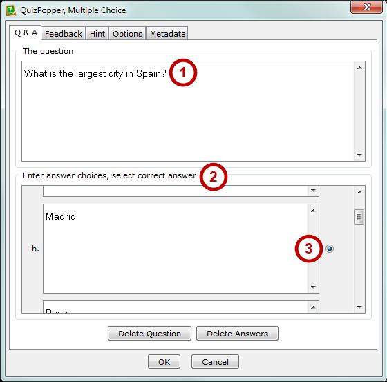 4. Choose a type of QuizPopper. For this example, we will use Multiple Choice. 5. Once you have selected your QuizPopper, the Setup window will appear (Figure 12). Figure 12.