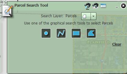 If they would like to search by other means they can change the search type by clicking the pull-down menu Search Layer Field: and selecting search by Owner Name or by Site Address.