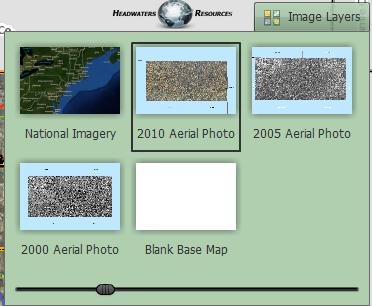 Image Layers and Transition Tool Clicking on the Basemap tab will open a drop down list where the user can select and change to multiple Basemaps such as different years of