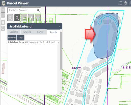 Note: Selected subdivisions turn light blue on your view screen and will be displayed in the results tab.