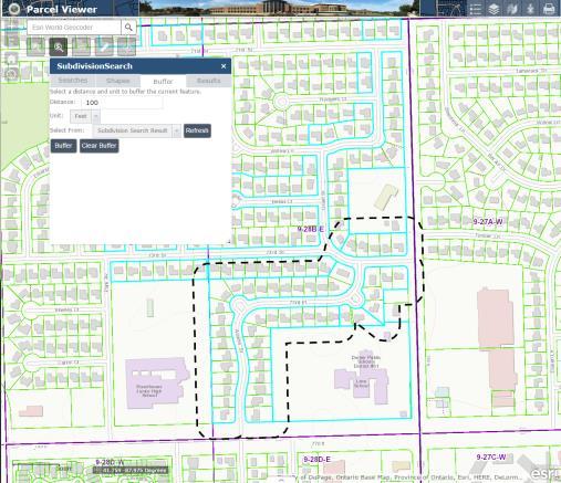 Subdivision Search Options Results of Buffer: *All selected Subdivisions will be listed in the Results tab.
