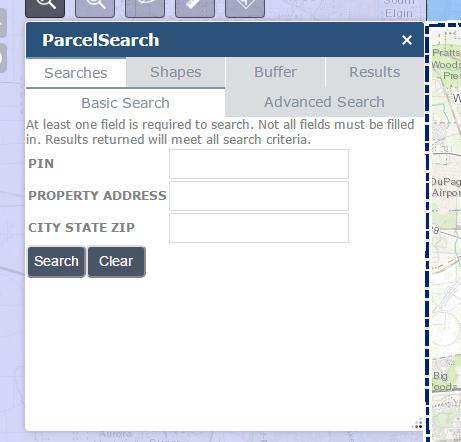 mapping application to open the ParcelSearch