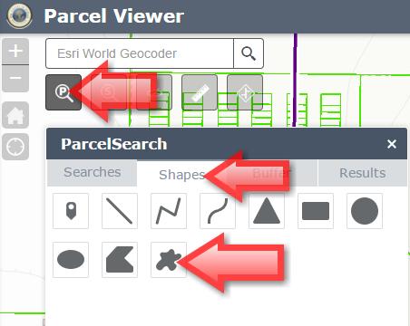 ReportToPDF Button - Creats a PDF report map of the selected parcel tabular data. Note: If you click on the [X] (See image below) and close the Parcel Search popup window.