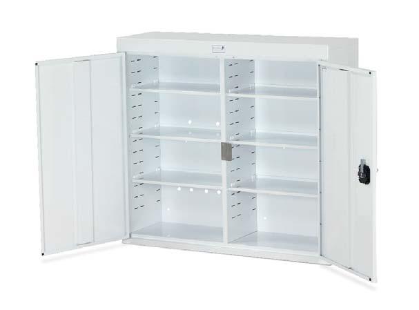 Storage Cabinets - Single & Double Door Single-point locking using a fl ush fi tting CAM lock fi tted with a handle (supplied with 2