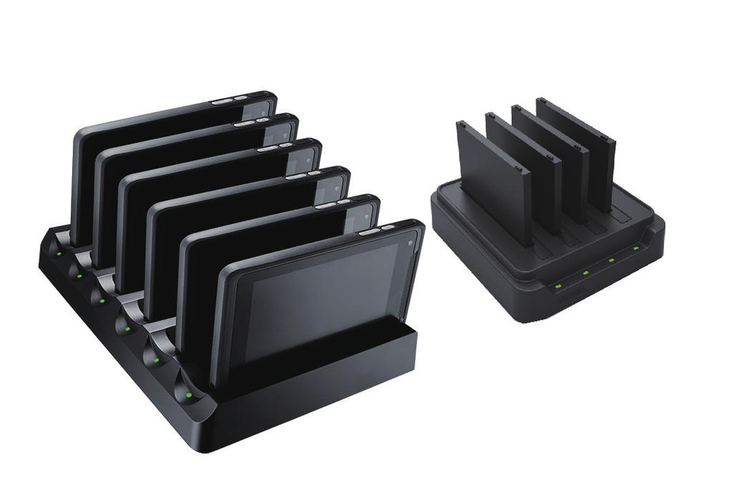 AIM-MCS Multi-Bay Charging Stations for AIM Can charge up to 6 tablets/4 batteries simultaneously Overcurrent and overvoltage protection provided Rapid single-handed docking and undocking LED