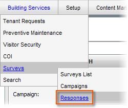 Survey Responses: View Survey Responses: Each Campaign can be searched to view the responses of individual Contacts either
