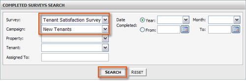 Click Control Panel > Building Services > Surveys > Responses 2. Choose a Survey and Campaign.