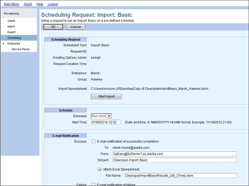 SCHEDULING AN IMPORT You can schedule an Import on the Import page after you have selected a worksheet to process.