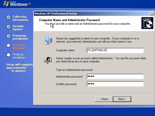 Draft Figure 14: Product key 14) Enter computer name and an administrator password Enter