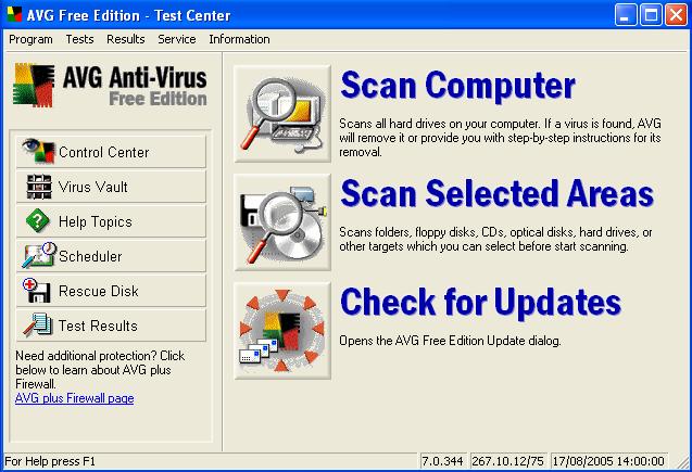 17. Once the AVG Anti-Virus program installation process completed, the Test Center