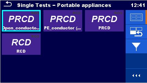 A test current), Insulation test, Leakage test (substitute, touch, differential and PE leakage), Functional test.