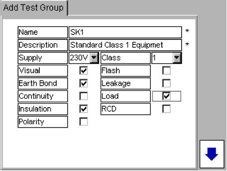 VISUAL: Check box EARTH BOND Check box configuration options available on second page CONTINUITY Check box configuration options available on second page INSULATION Check box configuration options