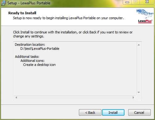 Installation Guide for LewaPlus Portable Page 5 of 8 8) You may select to create a desktop icon as a shortcut to start the LewaPlus application.