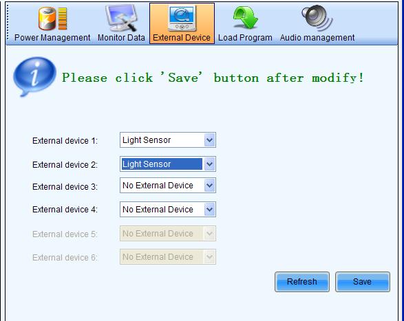 Save Click this button to save the external device type settings to a file. The Save button must be clicked after any modifying of the external device type settings. 5.9.5 Load Program Fig.