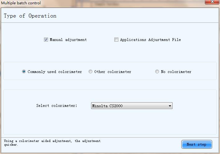 Fig. 7-4 Select colorimeter information 2) Set sample batches Select screen, and select the corresponding communication port, click " " to add a batch, right click the batch to rename it.