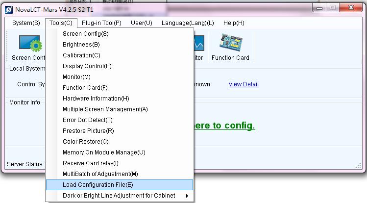 Click the Tools (C) Load Configuration File (E) on