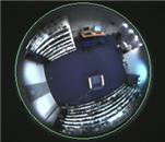 You configure the camera's fisheye functionality by adjusting its fisheye view field, indicated by a green circle in the fisheye view, until the circle encloses the actual image area of the fisheye
