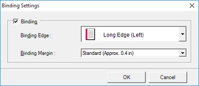 Configuring Binding (Excel) You can configure Binding margins for binding printouts. 1. Configure the settings up to Layout Selection in the Layout screen in Print Entire Sheet or Print Selected Area.