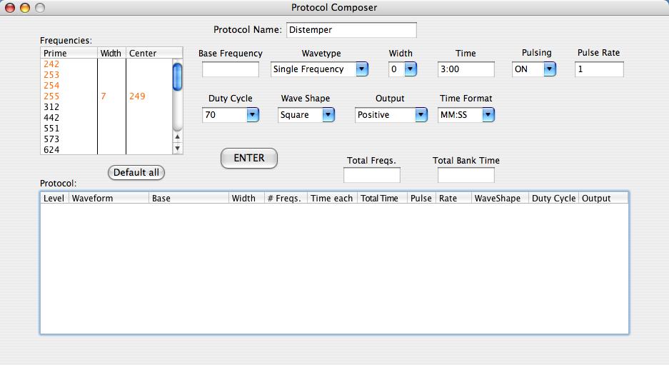 Creating ProGen Data Files from the CONSOLIDATOR After you have entered a list of frequencies, the COMPOSE section of the CONSOLIDATOR can be used to create a ProGen Protocol.