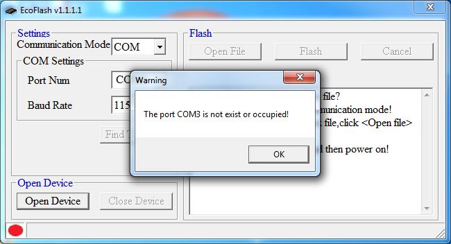 You need to check whether other programs have taken up com port.