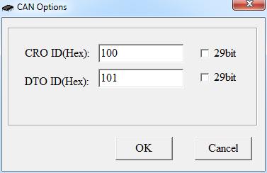 Pop-up CAN Options window,as follow. In this window you can set the ID of the CRO / DTO. The 29bit option sets the extended frame ID. 2.5 Verify programming data This feature is only available on CAN devices.
