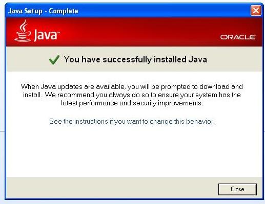 and begin Installation of Java.