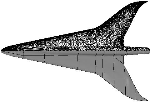 Fig. 5 Shaded and hidden line representation of Mach 3.