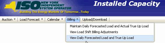 The following screen will appear: Figure 12-5 View Daily Forecasted Load and