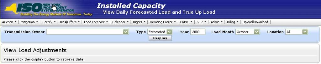 Users should select Transmission Owner, Type, Year, Load Month, and Location