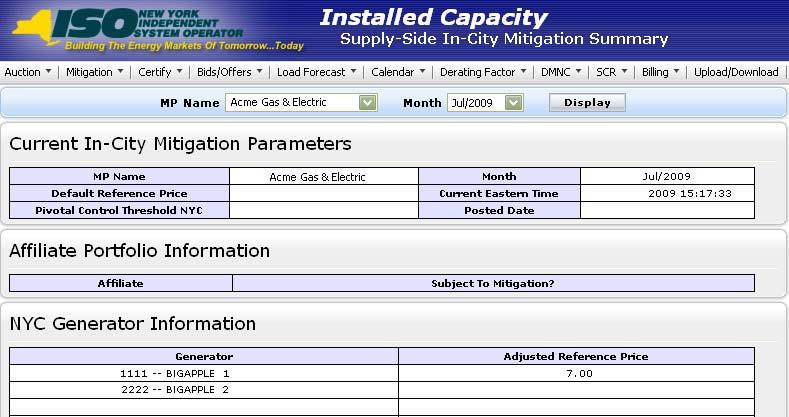 Figure 4-12 Supply-Side In-City Mitigation Summary Before Mitigation is Run After Supply-Side In-City Mitigation is run, the Default Reference Price, Pivotal Control Threshold