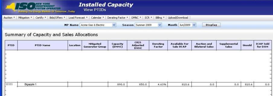 not equal to Capacity DMNC for Bigapple 1 after corresponding deliverability limits are effective.