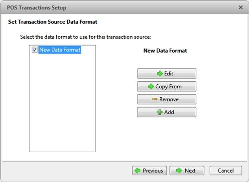 Figure 38: Set Set Transaction Source Data Format page 5. On the Set Transaction Exceptions page, select any exceptions that need be monitored, then click Next.