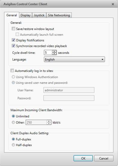 Figure 60: Client Settings... dialog box Save/restore window layout: Select this check box if you want the Client to remember your layout preferences.