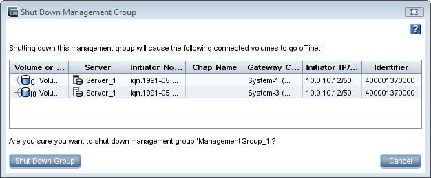 Prerequisites Disconnect any hosts or servers that are accessing volumes in the management group. Wait for any restriping of volumes or snapshots to complete.
