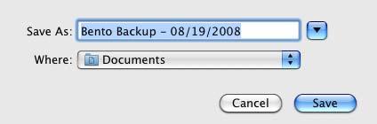 Creating a Backup File When you create a Bento backup file, you create a copy of the data that is in Bento.