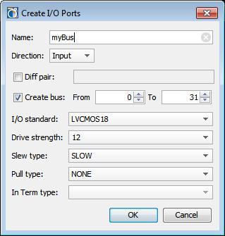 Step 4: Creating and Configuring I/O Ports In this step you will define some of the I/O ports to populate the I/O pin planning project. You will begin by creating and configuring new bus ports.
