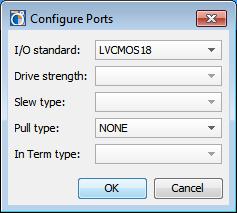 Step 4: Creating I/O Port Interfaces Right-click and select Configure I/O Ports. Notice the various drop-down menus to set I/O Configuration constraints.