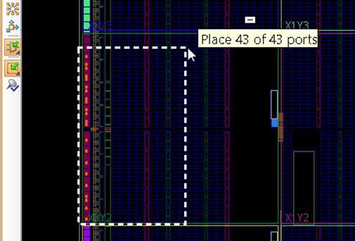 Step 8: Placing I/O Ports 6. Draw a rectangle around the I/O banks in Clock Region X0Y The Automatic Placement feature places the ports into the defined area.