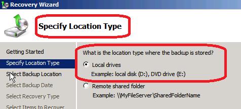 4. On the Specify Location Type page, select the radio button next to Local drives. Click Next. 5.